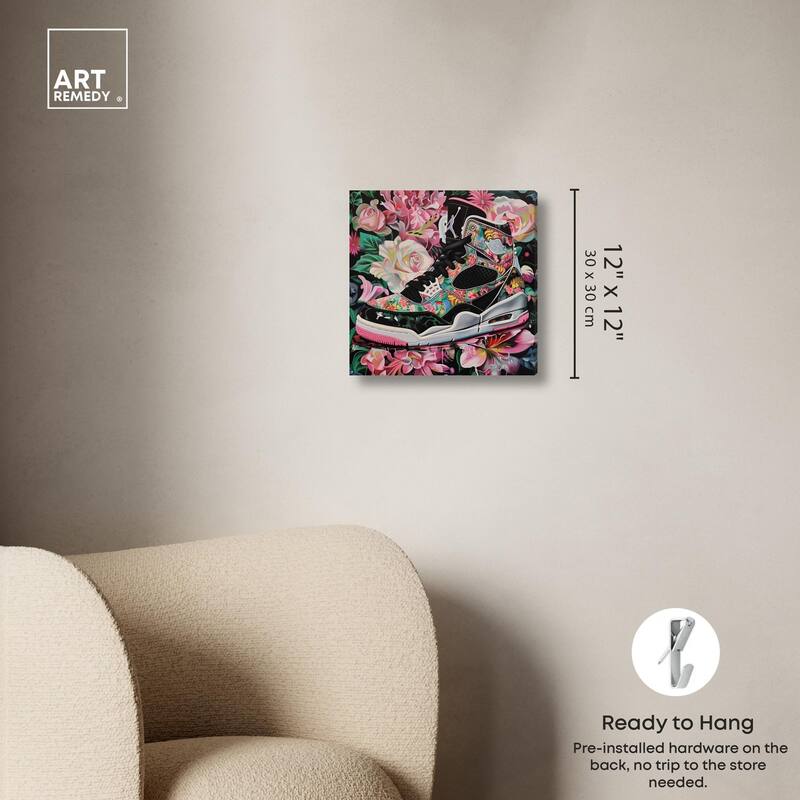 Hidden in Floral Bloom Sneaker Canvas by Art Remedy, Gallery Wrapped