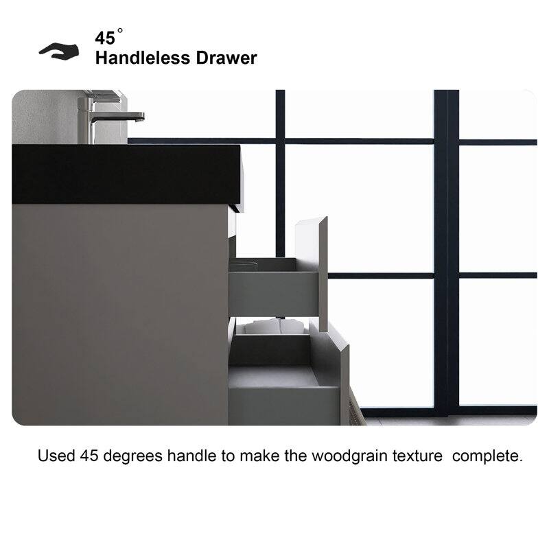 24"/30"/36" Wall-Mounted Bathroom Vanity Set with Black Integrated Quartz Sand Sink
