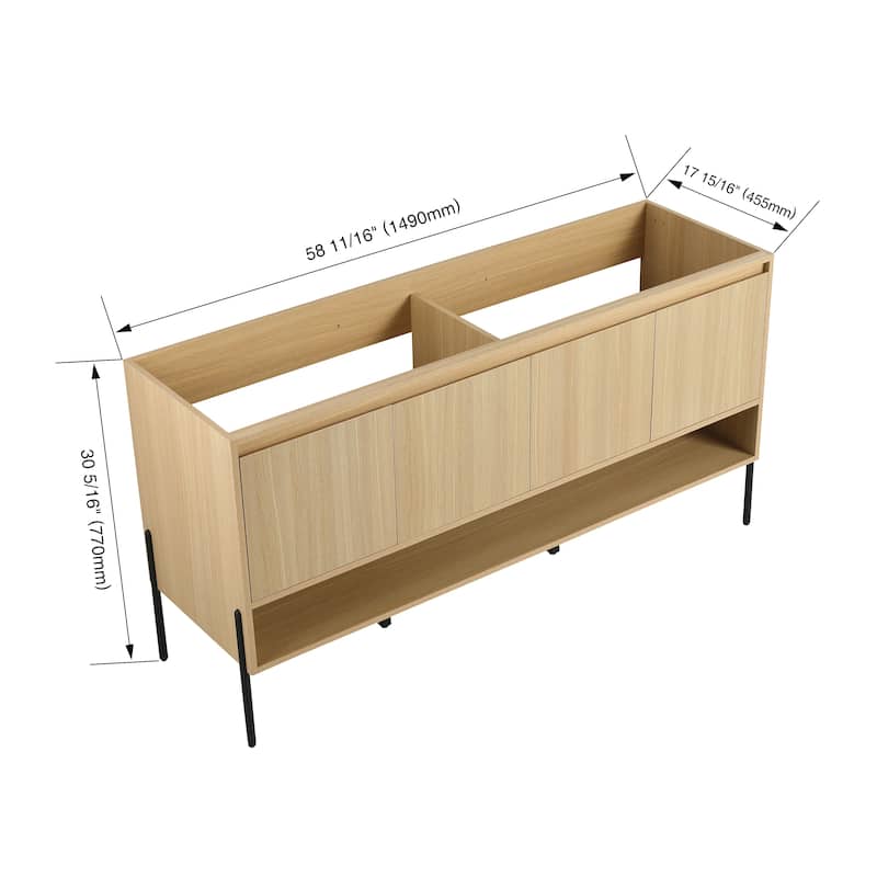 60" Freestanding Bathroom Vanity & 4 Soft-Close Cabinet Doors -Excluding Sink