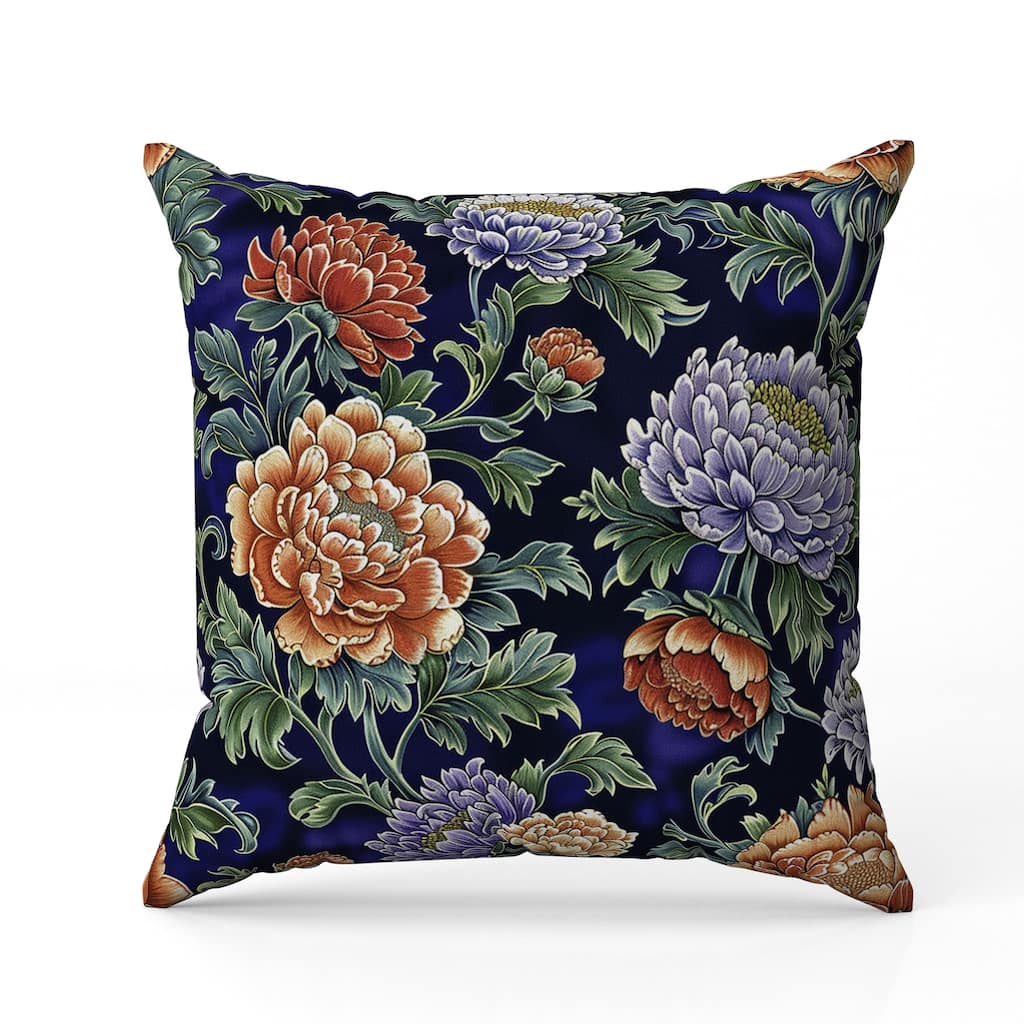 Meadow Bloom Faux Suede Reversible Throw Pillow Orange and Blue