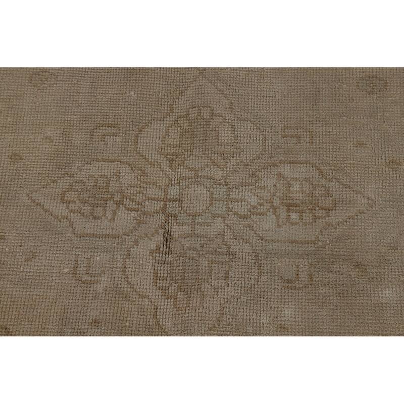 Tabriz Persian Vintage Area Medallion Beige Wool Carpet - 8'4" x 11'1"