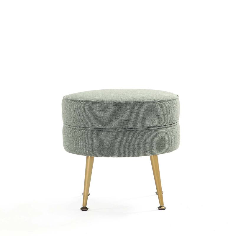 Upholstered Accent Ottoman with Metal Legs Mid Century Modern Design