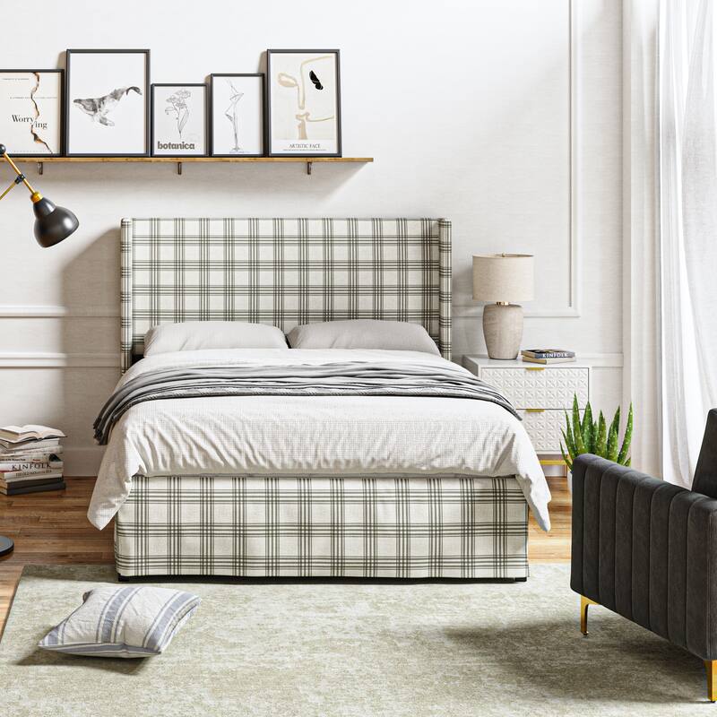 Louise Traditional Washable Slipcover Bed Upholstered Metal by HULALA HOME