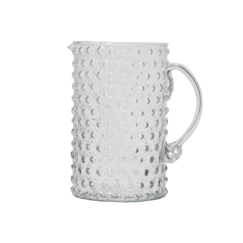 Hand Blown Glass Hobnail Pitcher - 6.8"L x 4.3"W x 7.3"H
