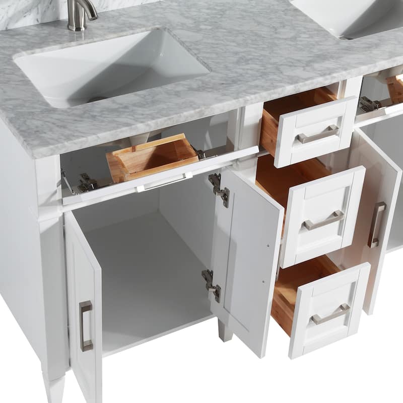 Vanity Art 60 in. Modern Double Sink Bathroom Vanity with Top and Mirror