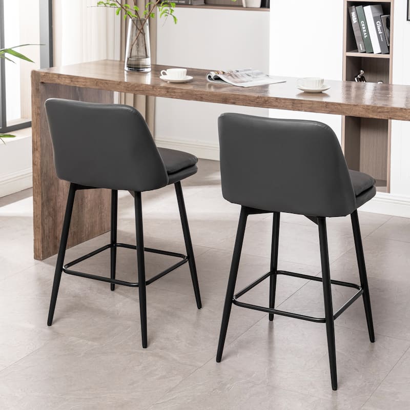 Counter Height Swivel Bar Stools Set of 2 with Back - DARK GREY