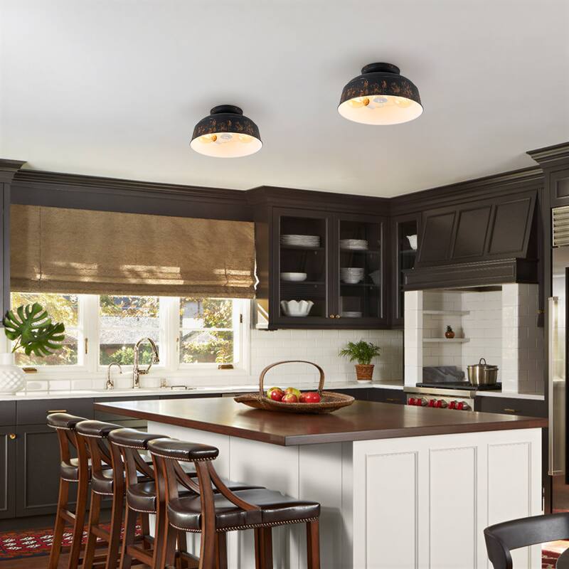 2-Light Farmhouse Semi Flush Mount Ceiling Light