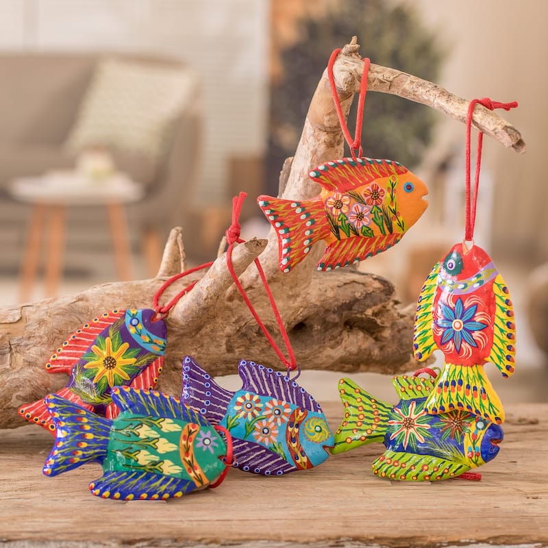 Novica Handmade Marine Celebration Ceramic Ornaments (Set Of 6)