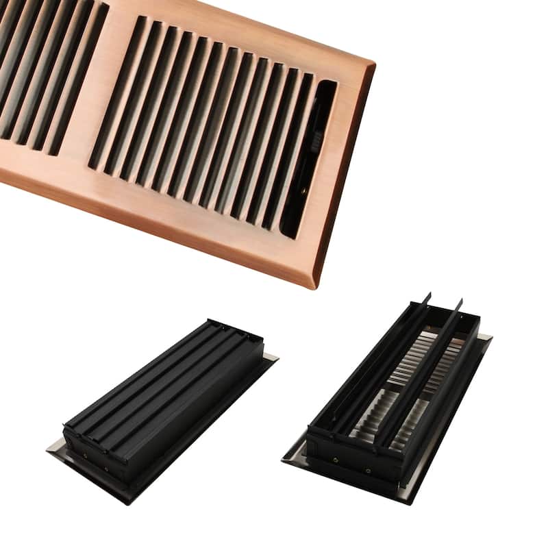 Akicon Stripe Design 4"x12" Floor Register with Trap Net