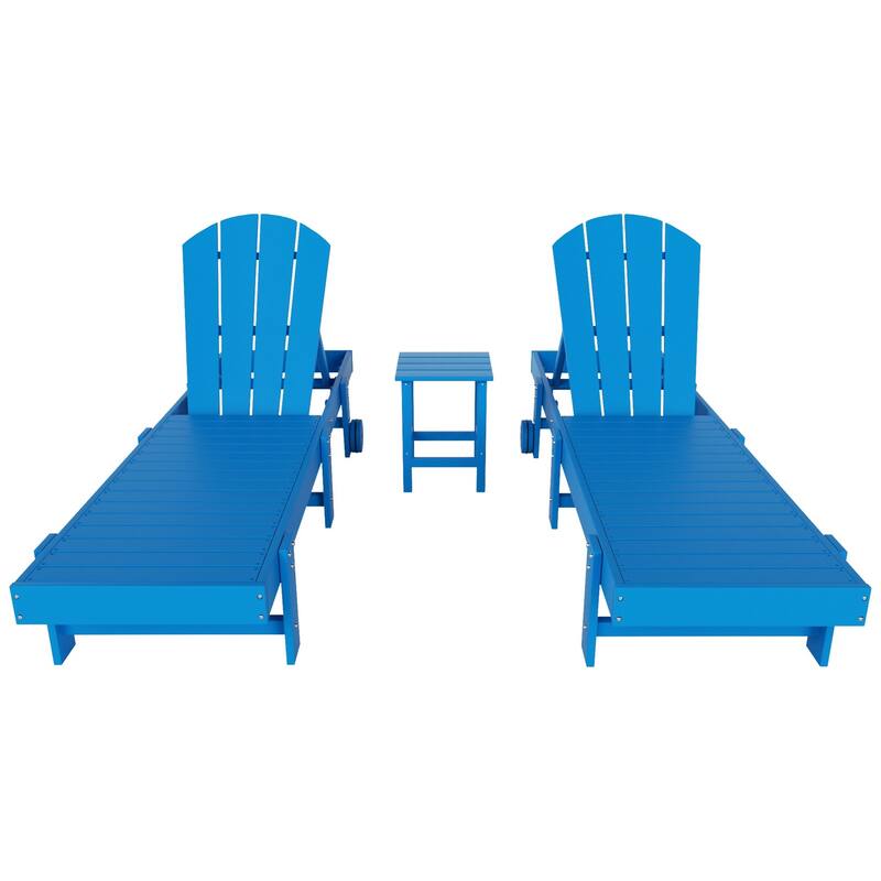 Polytrends Laguna Hdpe All Weather Outdoor Patio Pool Reclining Armless Chaise Lounges (3-Piece Set)