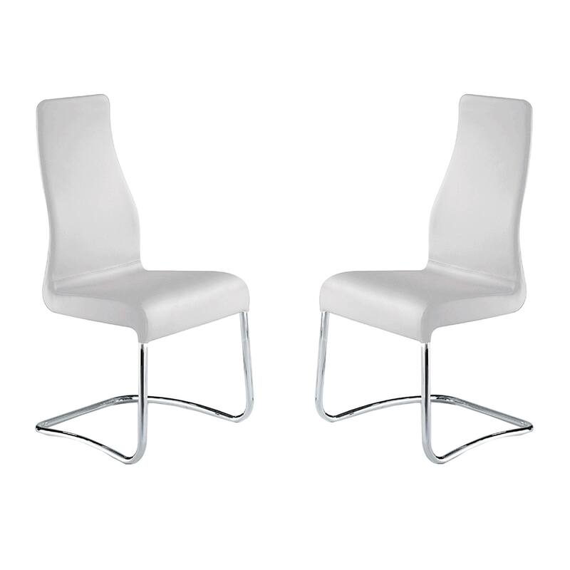 Casabianca Home Florence Set of 2 PU Leather Dining Chairs, Black - White
