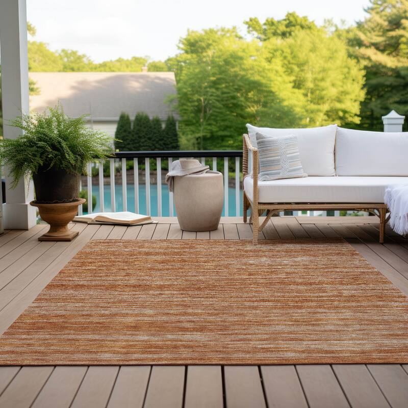 Machine Washable Indoor/ Outdoor Casual Ombre Chantille Rug