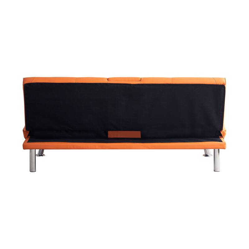 Adjustable Loveseat Couch PU Leather Sleeper Sofa Bed w/ Folding Table
