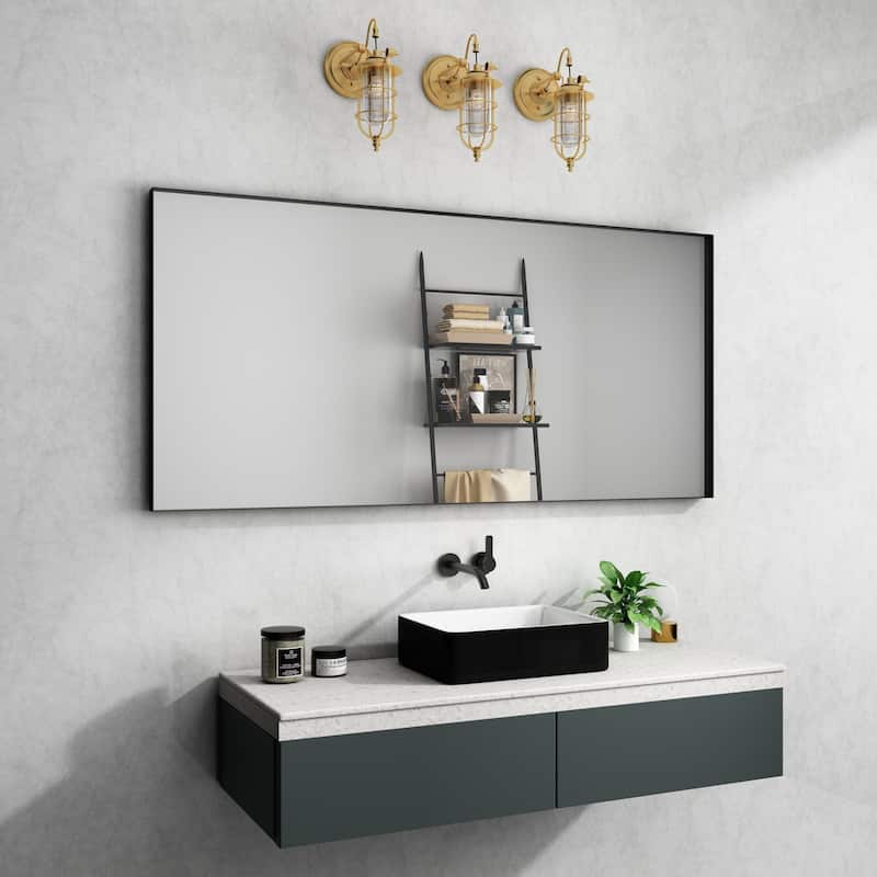 TOOLKISS Right Angle Aluminum Frame Bathroom Vanity Mirror with Clear Glass