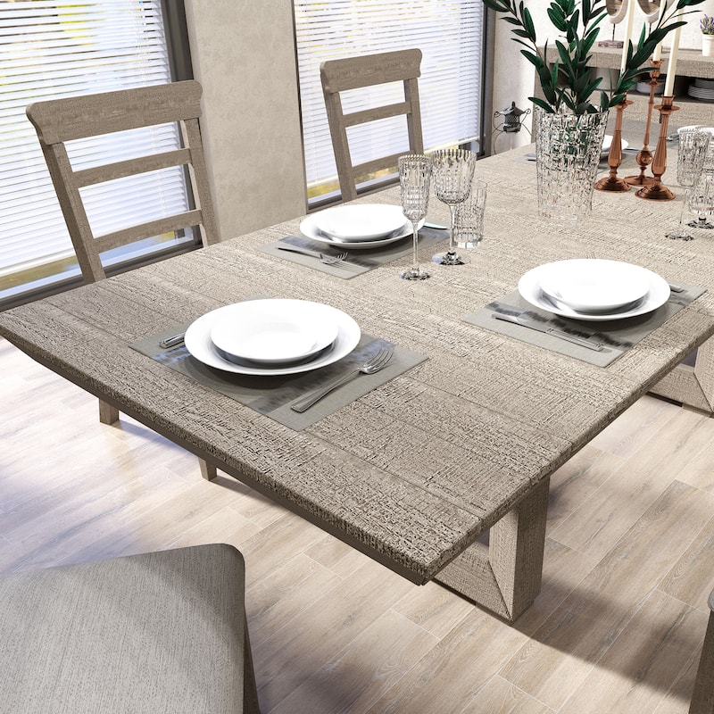 Rectangular Wood Extendable Dining Table Set Stretchable Farmhouse Dining Cabinet for Dining