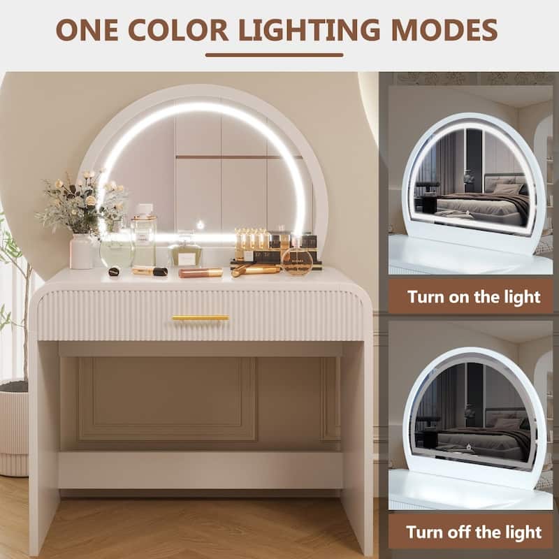 39" Makeup Vanity Table with Mirror Touch Screen Lighted Mirror