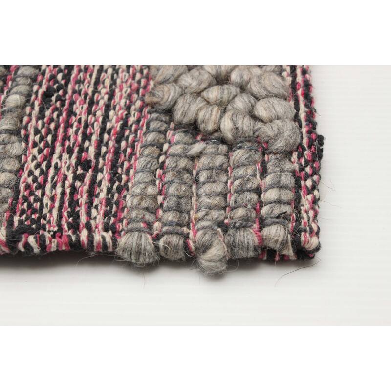 ECARPETGALLERY Braid weave Sienna Grey Wool Rug - 5'2 x 8'0