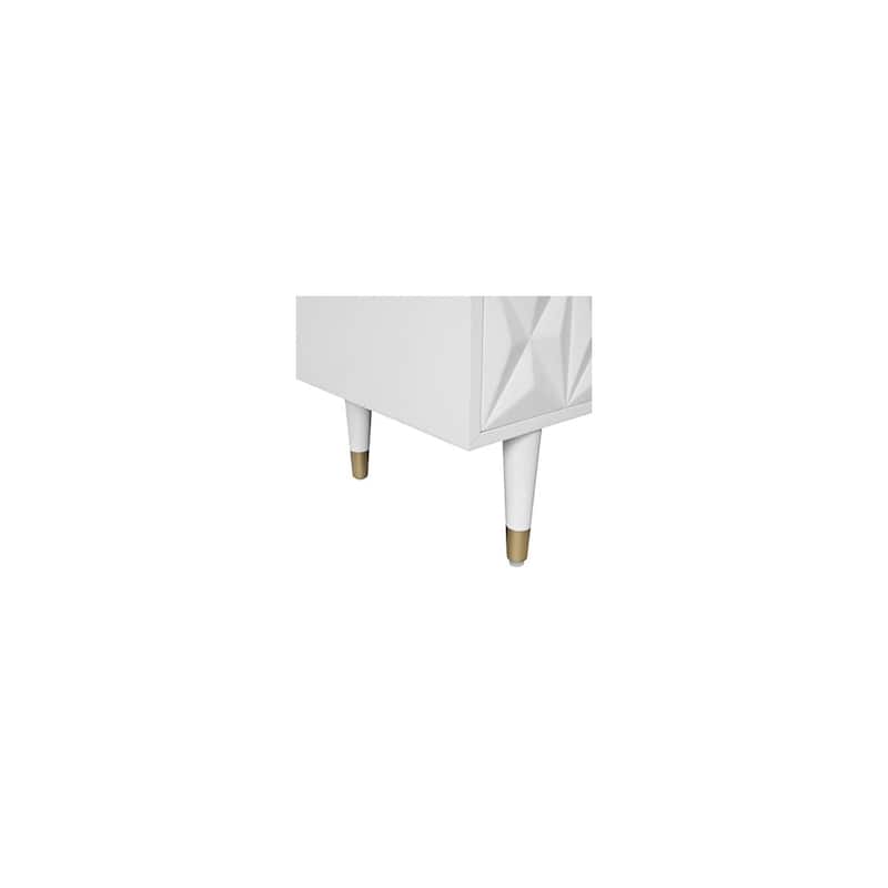 White Nightstand with Drawers - Modern Square Bedside Table for Bedroom Living Room - 30" Wide