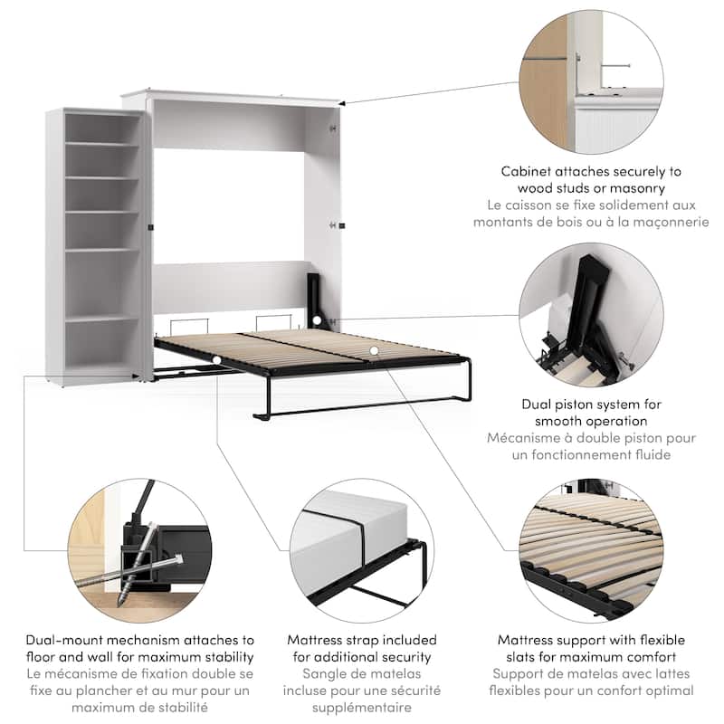 Key West Queen Murphy Bed with Closet Organizer (94W) by Bestar