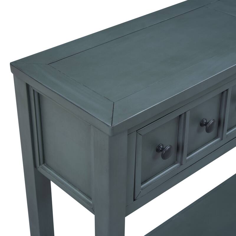 Rustic Entryway Console Table, 60" Long Sofa Table with two Different Size Drawers and Bottom Shelf for Storage