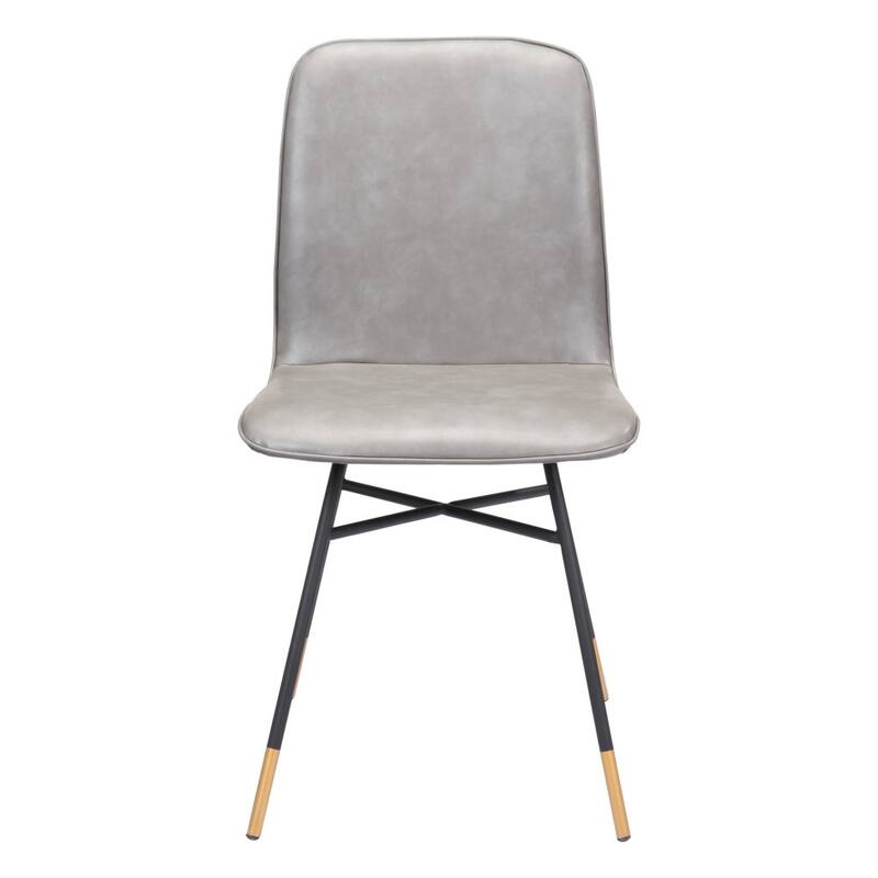 HomeRoots Set of Two Gray And Black Upholstered Faux Leather Dining Side Chairs