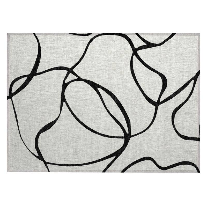 Machine Washable Indoor/ Outdoor Abstract Modern Chantille Rug