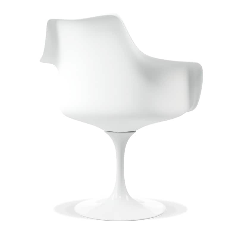 Upholstered Swivel Armchair with Faux Leather and Metal Legs for Dining Room or Office Seating - 31”H x 21”W x 17”D