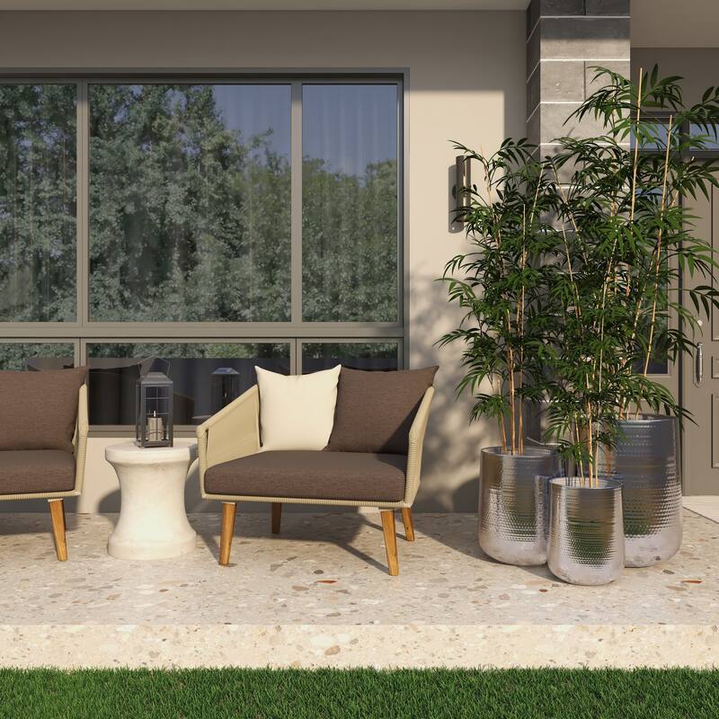 Aluminum Hammered Metal Glam Planter in Copper or Silver (Set of 3)