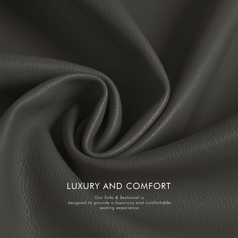 113" W Faux Leather Dual-Power Oversized Width Seat Sofa with Ajustable Headrest, USB & USB-C Charging