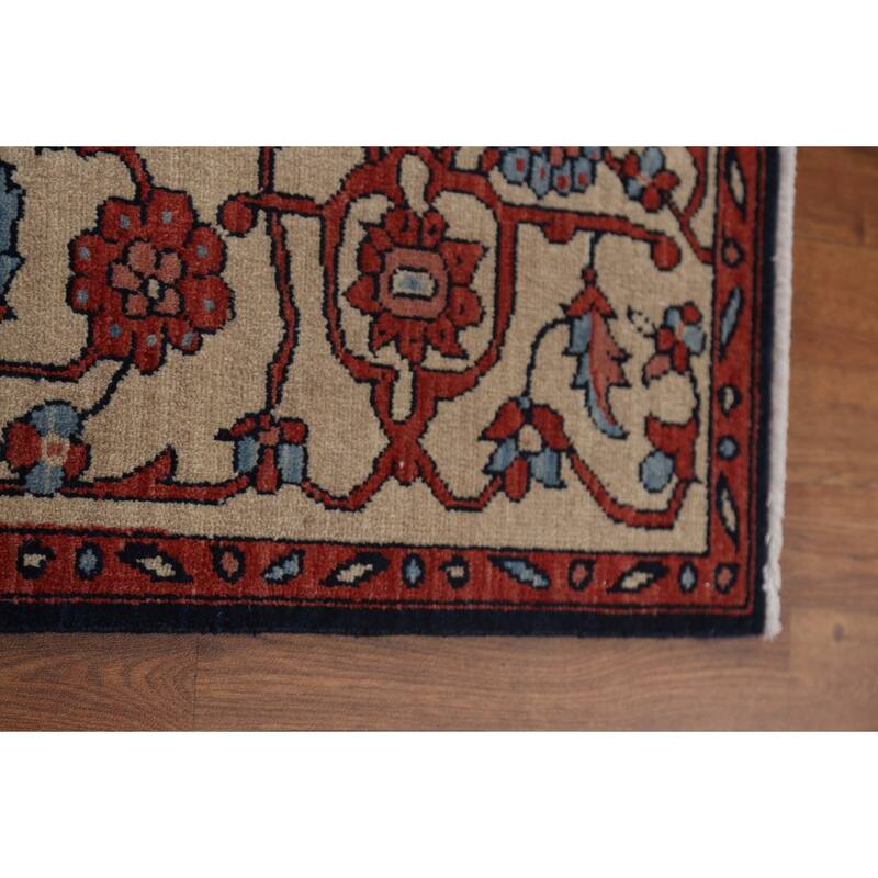 Red/ Ivory/ Blue Heriz Serapi Turkish Area Rug Handmade Wool Carpet - 9'0" x 12'0"