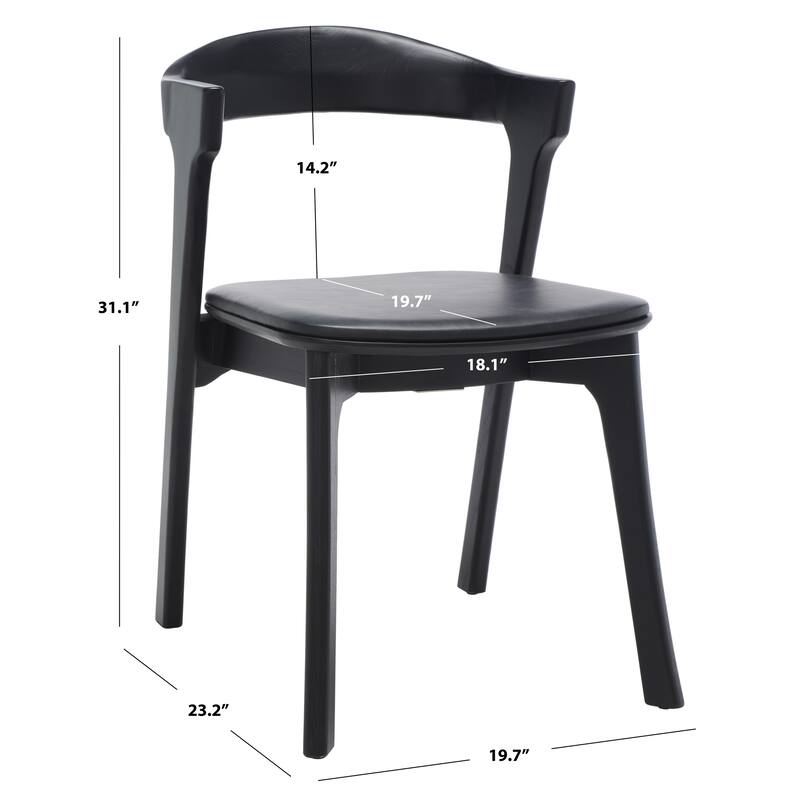 SAFAVIEH Couture Manrica Wood & Leather Dining Chair (Set of 2) - 20 In W x 23 In D x 31 In H - 20Wx23Dx31H