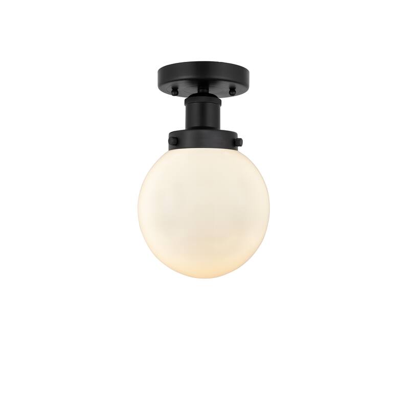 Innovations Lighting Beacon - 1 Light 6" Semi-Flush Mount - Matte White/Matte Black