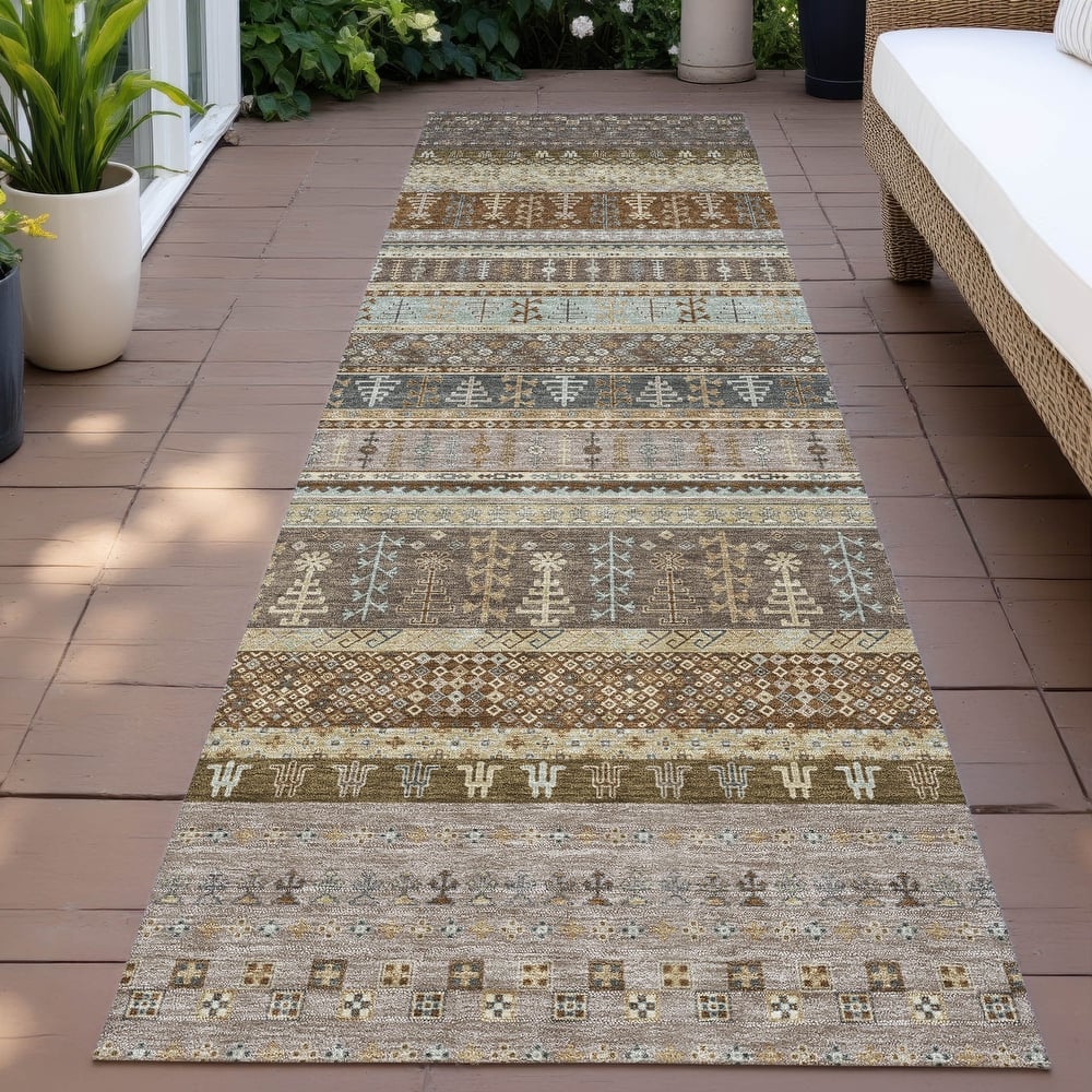 Machine Washable Indoor/Outdoor Global Kilim Chantille Rug