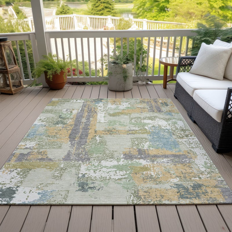 Machine Washable Indoor/Outdoor Casual Contemporary Chantille Rug - Aloe - 3' x 5'