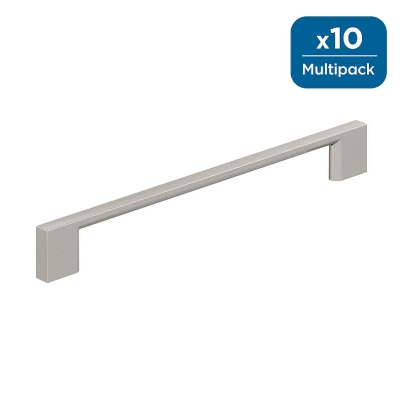 Amerock Cityscape Cabinet or Furniture Pull - 7-9/16 inch (192mm) Center-to-Center - Satin Nickel