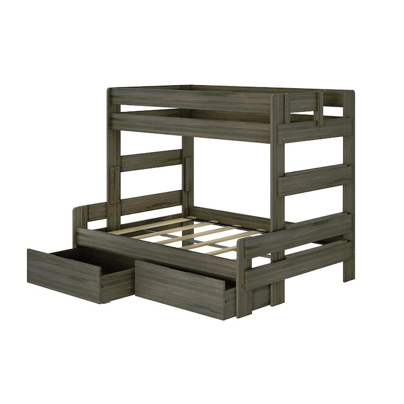 Max and Lily Farmhouse Twin over Full Bunk Bed with Storage Drawers