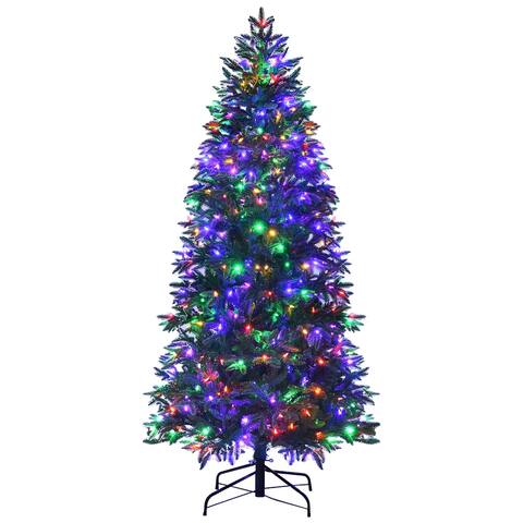 Costway 7ft Pre-lit Hinged Christmas Tree w/ 450 LED Lights & 9 - See details