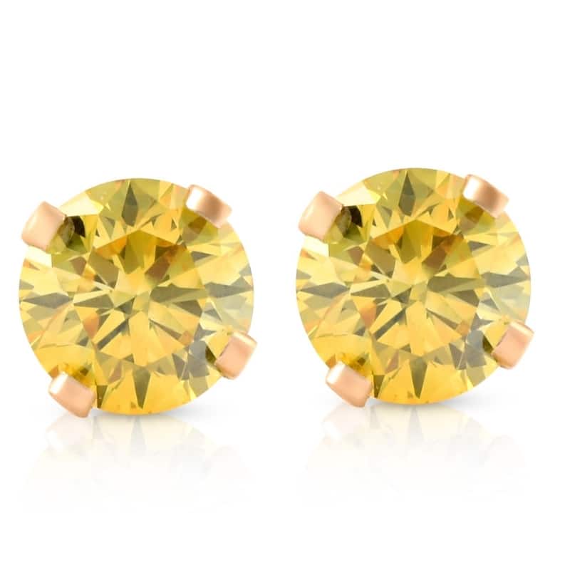 1/3 Ct T.W. Fancy Canary Yellow Lab Diamond Studs Yellow Gold Lab Grown