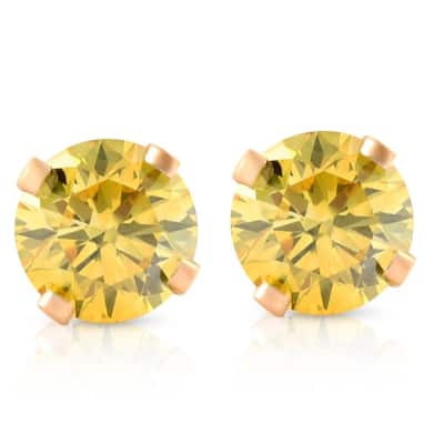 1/3 Ct T.W. Fancy Canary Yellow Lab Diamond Studs Yellow Gold Lab Grown