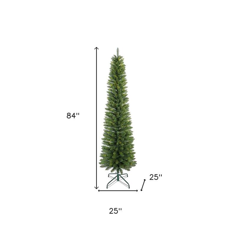 HomeRoots 7' Slender Fir Christmas Tree - Green - 25.00 in. x 84.00 in. x 25.00 in.