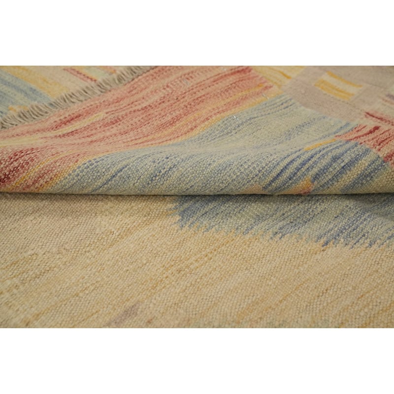 Hand Woven Oriental 100% Wool Carpet Southwestern Tribal Yellow & Gold Kilim Area Rug - 5' 9'' X 3' 11''