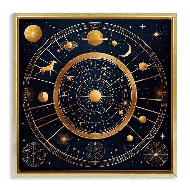 Stupell Astrology Zodiac Birth Chart Framed Floater Canvas Wall Art Design By Tabz Jones - 18 x 18 - Gold