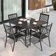 preview thumbnail 17 of 26, Outdoor Dining Set, Iron Finish, Black with Gold Speckles 5 PCS