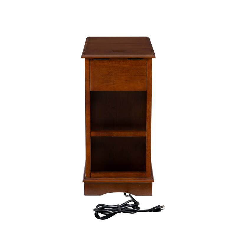 Rectangular Accent Table with USB and Storage Compartment - 24" - Hazelnut Brown