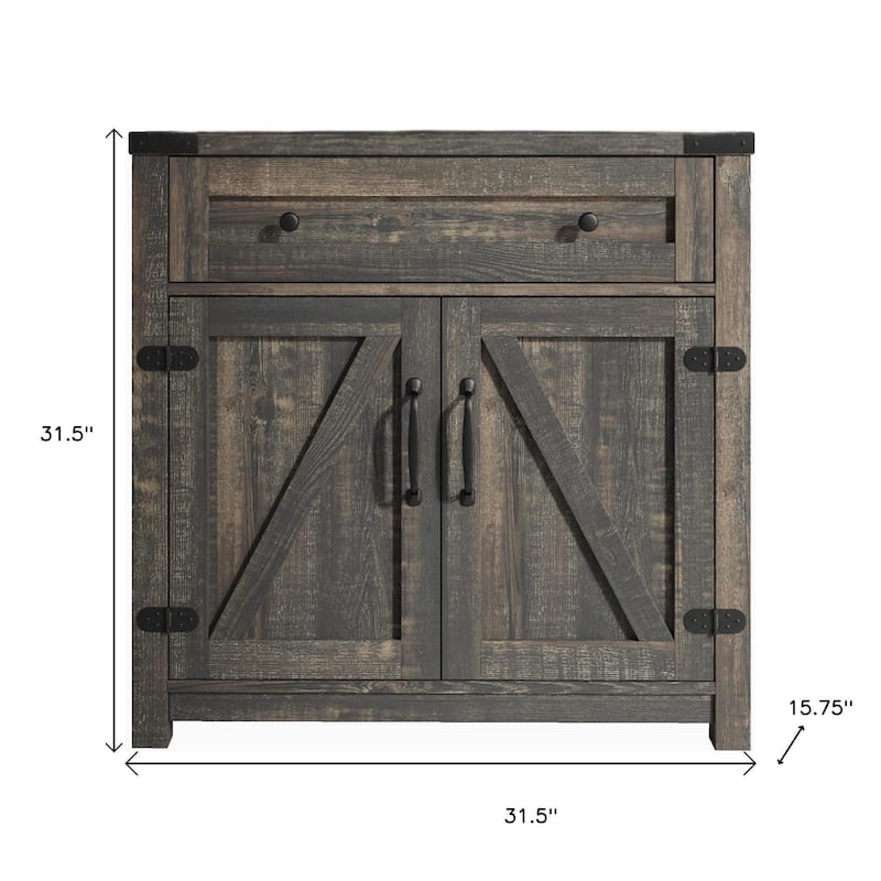 HomeRoots 32" Light Brown Wood Accent Cabinet With Two Doors And One Drawer