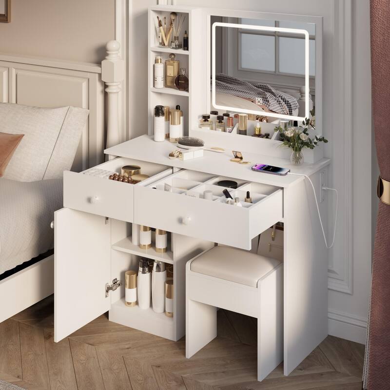 Fashion Vanity Desk with Mirror and Lights for Makeup
