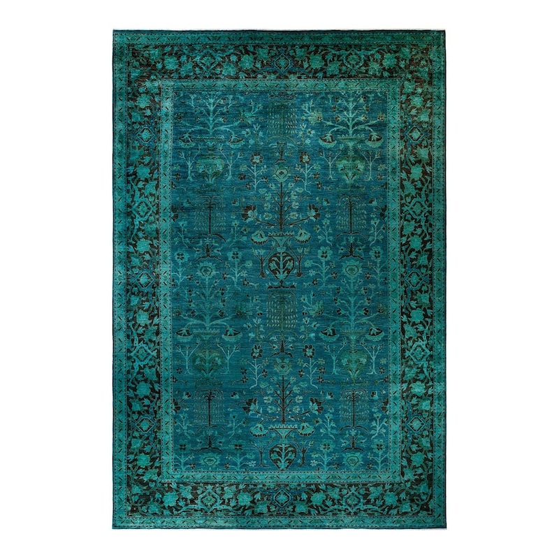 Overton Hand Knotted Wool Vintage Inspired Modern Contemporary Overdyed Gray Area Rug - 11' 9" x 17' 6"