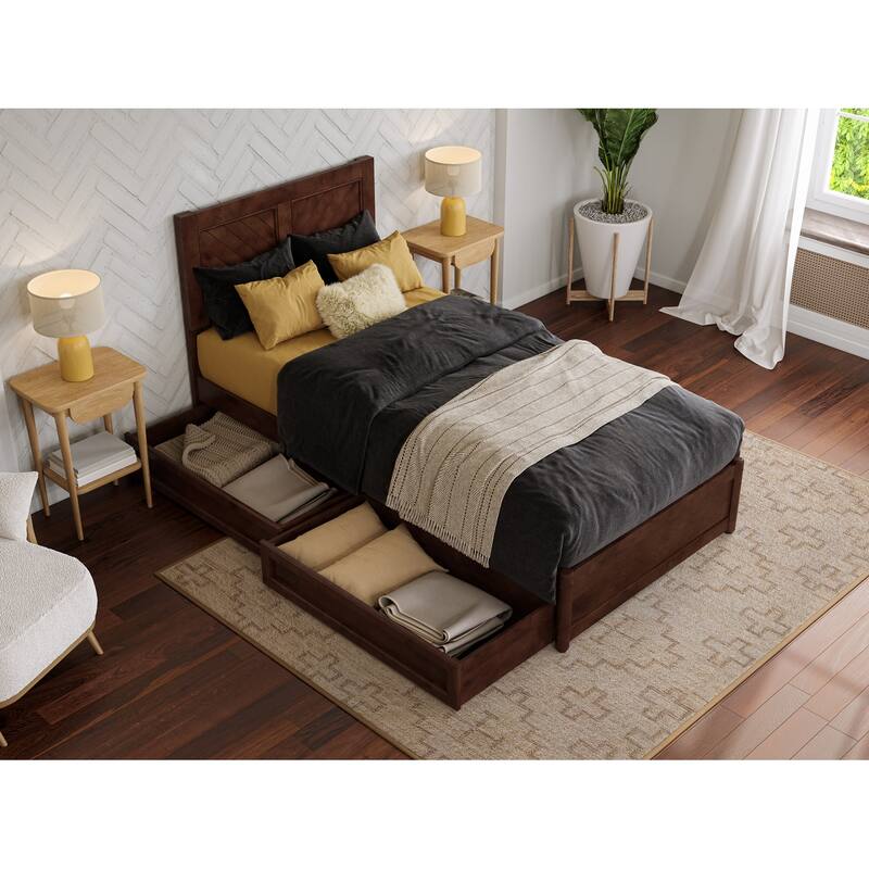 Clayton Platform Bed with Panel Footboard and Storage Drawers