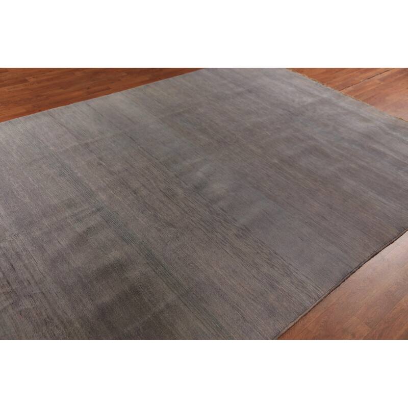 Modern Gray Gabbeh Oriental Area Rug Hand-Knotted Wool Carpet - 7'0" x 9'7"