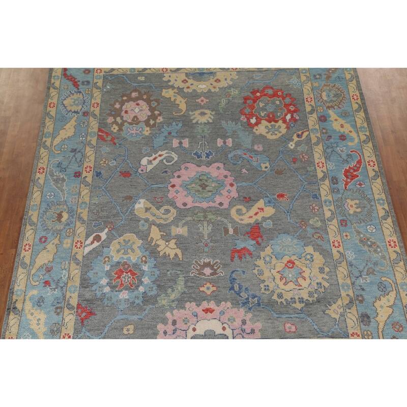 Gray & Blue Oushak Oriental Area Rug Handmade Wool Carpet - 8'11"x 11'8"